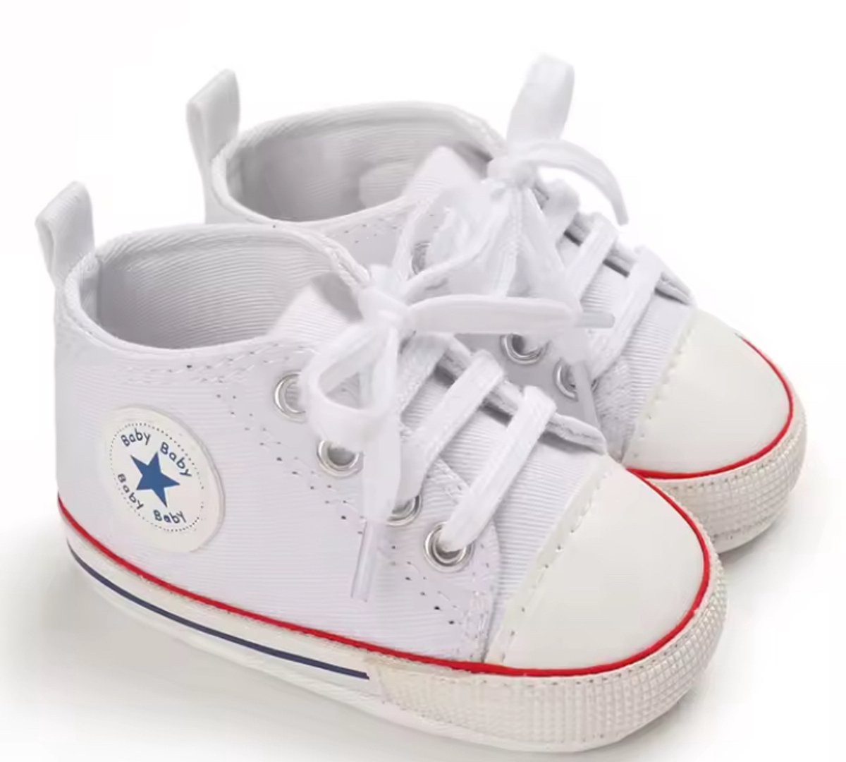 Stoere Baby schoentjes - Babysneakers van Baby-Slofje - Wit maat 19 (13 cm)