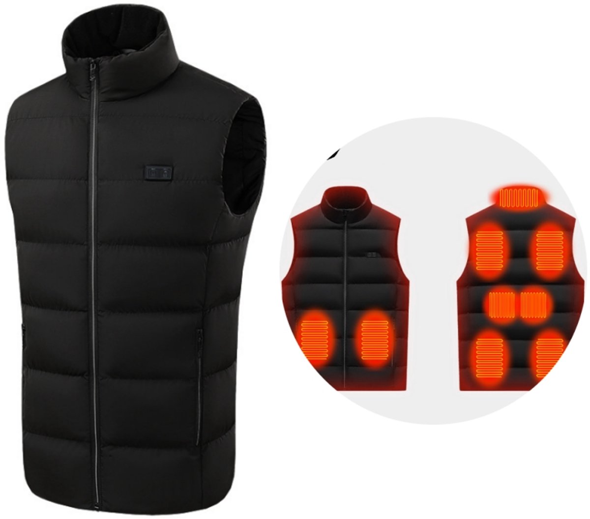 Warmtevest met 9 verwarmingszones Zwart