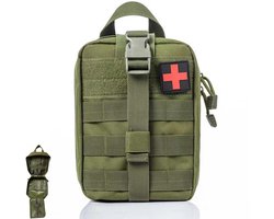 Tactische EHBO-set – EHBO-set met scheurmechanisme – Militaire noodkit – Legergroen – Tactische EHBO-set – EHBO-set voor buiten – Medische kit met draagriem – Afneembare tactische medische kit