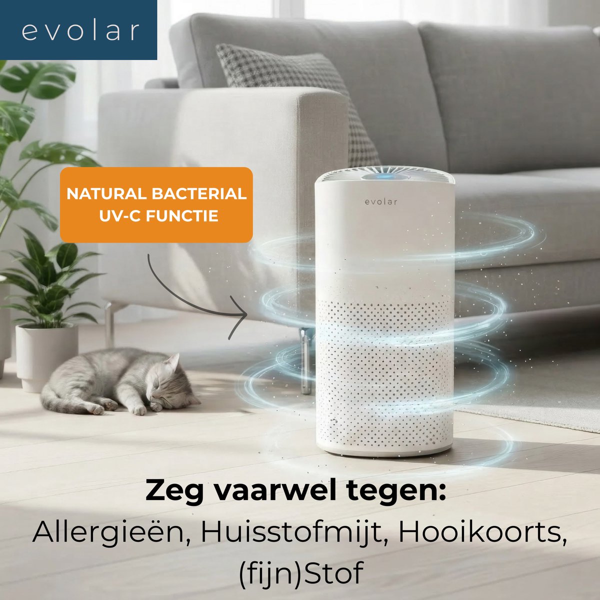 Evolar Luchtreiniger met 2x HEPA 13 Filter - CADR: 200m3/h - Air Purifier - Slaapmodus - Luchtkwaliteit Indicator - Pure4 — afbeelding 6