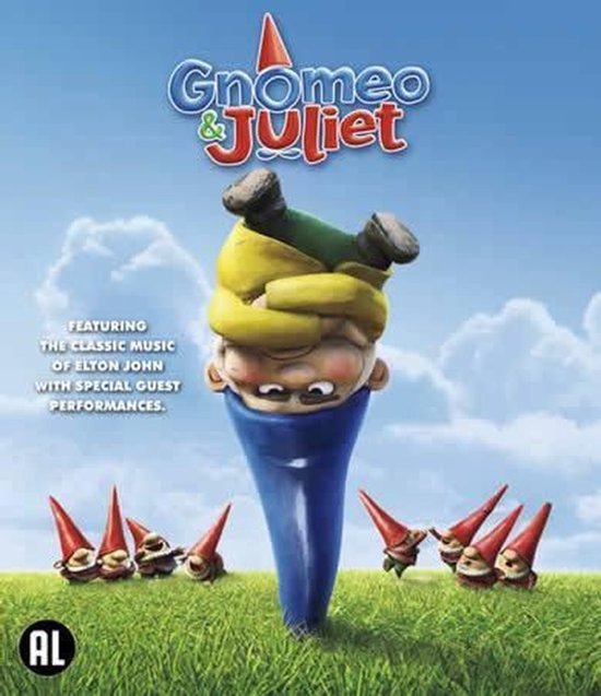 Gnomeo & Juliet filmposter met kabouters op een groen veld.