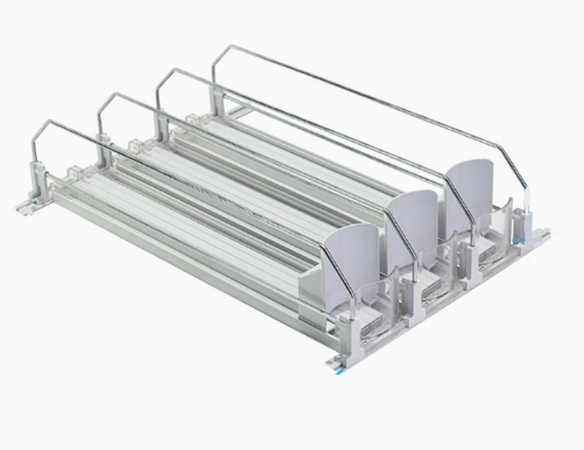 Verstelbare blikjesorganizer voor koelkast - 38cm diepte - Voor 12oz, 16oz & 20oz blikjes - Wit