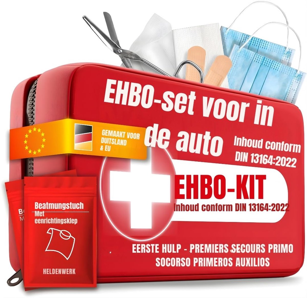 DnA® EHBO Kit - EHBO - EHBO Kits - EHBO Kit Noodpakket - EHBO Kit Auto - Rood - 26cm x 15cm x 7cm