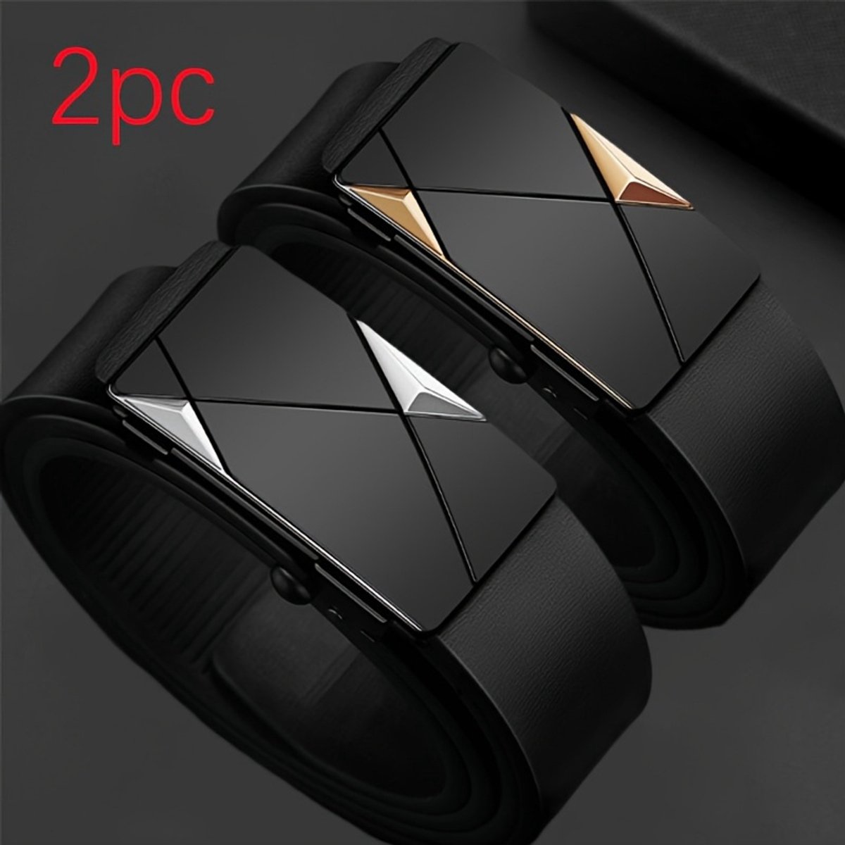 2pcs Men’s Casual Vintage Leather Belts, Adjustable Automatic Buckle, Durable Breathable PU Belt for Business & Daily Wear, Ideal Gift for Men, Fitlente Jeans & Formal Pants, Gold & Silver rituals
