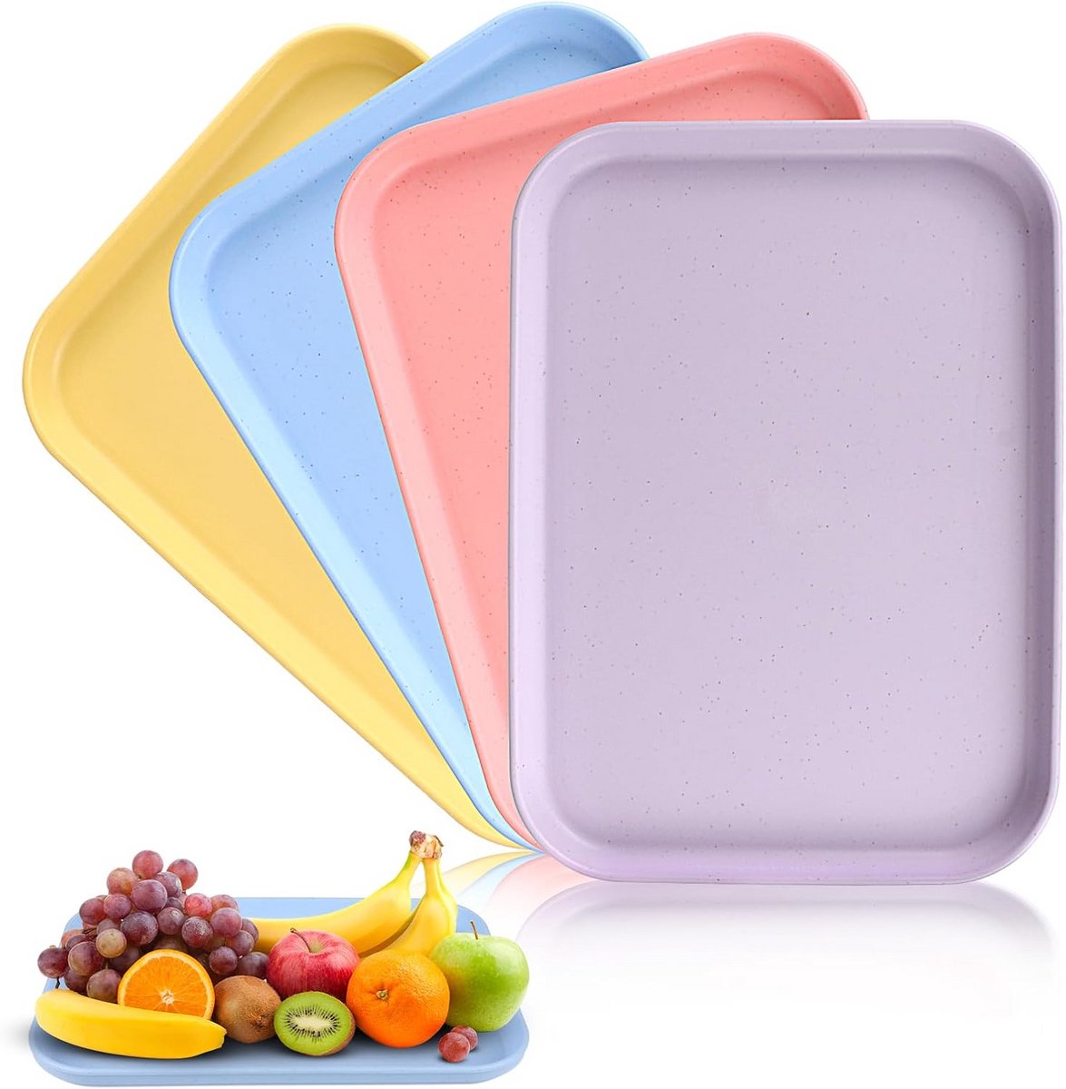 Dienblad Set - Serveerplaten Ontbijt - Eten en Drinken - Set van Vier - 35 x 27 x 2 cm