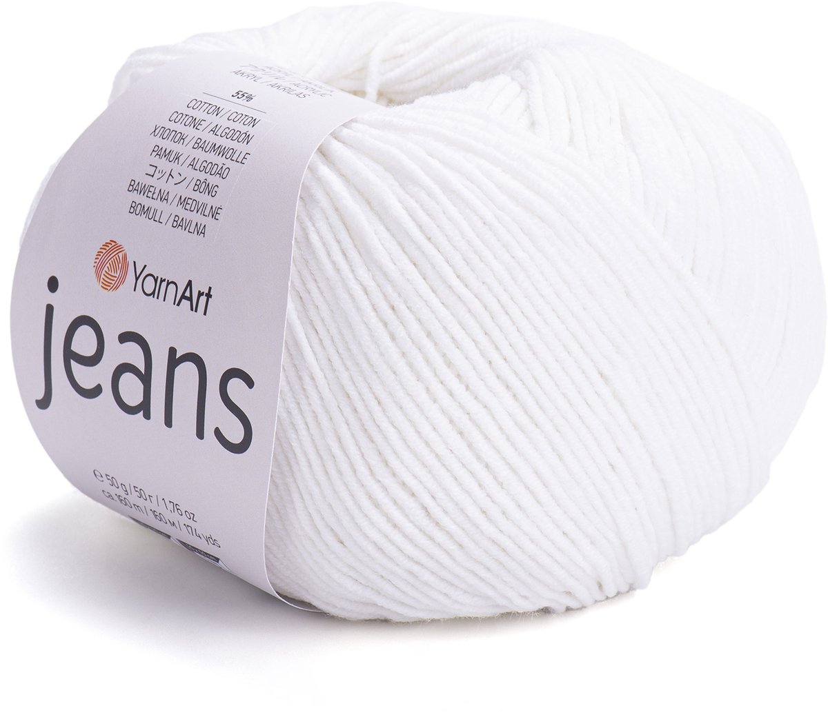 YarnArt Jeans – Katoenmix Breigaren – 50g – 160m – 55% Katoen / 45% Acryl – Voor Amigurumi & Kleding - Kleur 01