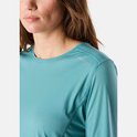 Dames turquoise sportshirt met lange mouwen, merk Swedemount, met logo op de schouder.
