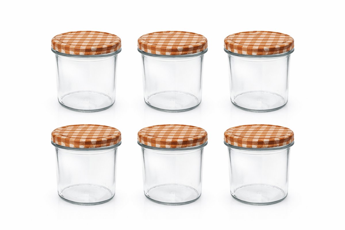 Jampotten - inmaak - glazen potten 346 ml met twist-off deksel bruin (blok) 6 stuks