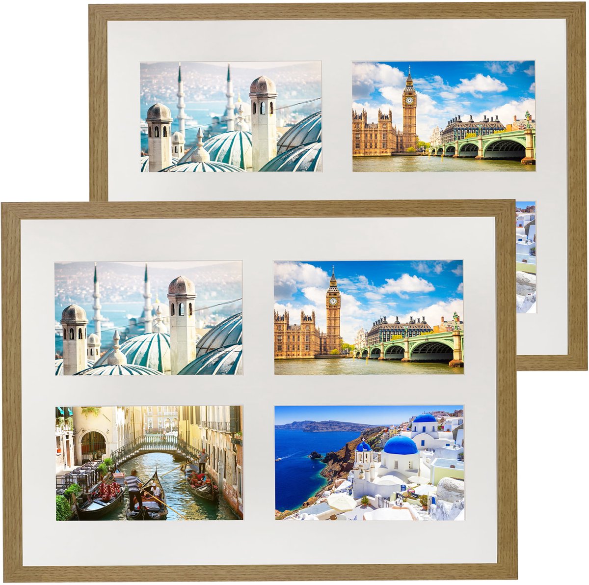 BD Art Basic Serie - Eiken Fotolijst - 28x35 cm - 4 Foto's - Passe-partout