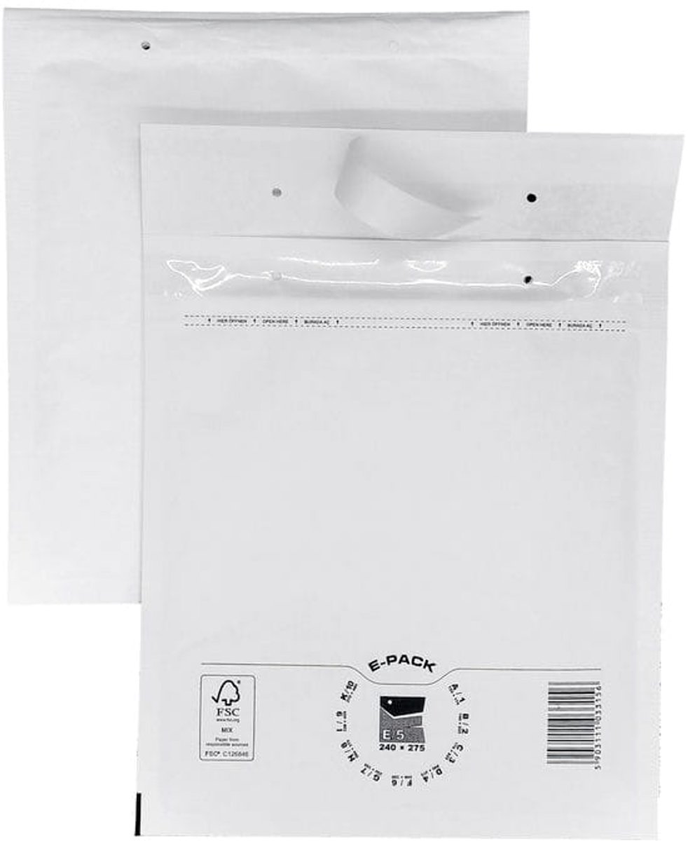Heykapak E-PACK - Witte Bubbelenveloppen E15 - 240x275mm - Met Zelfklevende Sluiting