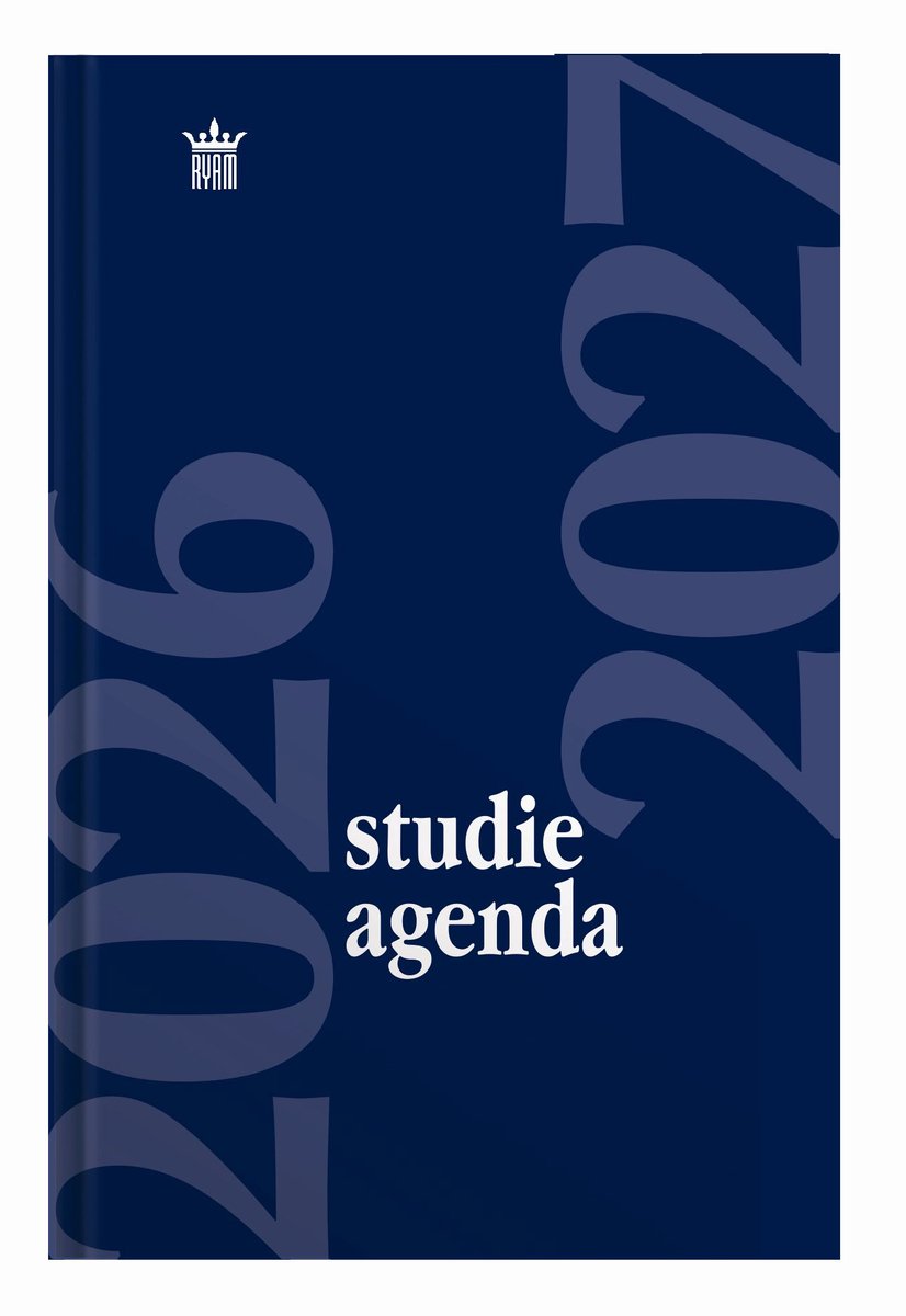 Ryam | Studie agenda Hardcover | 2026/2027 | Genaaid gebonden | 15 x 20 cm | Blauw |
