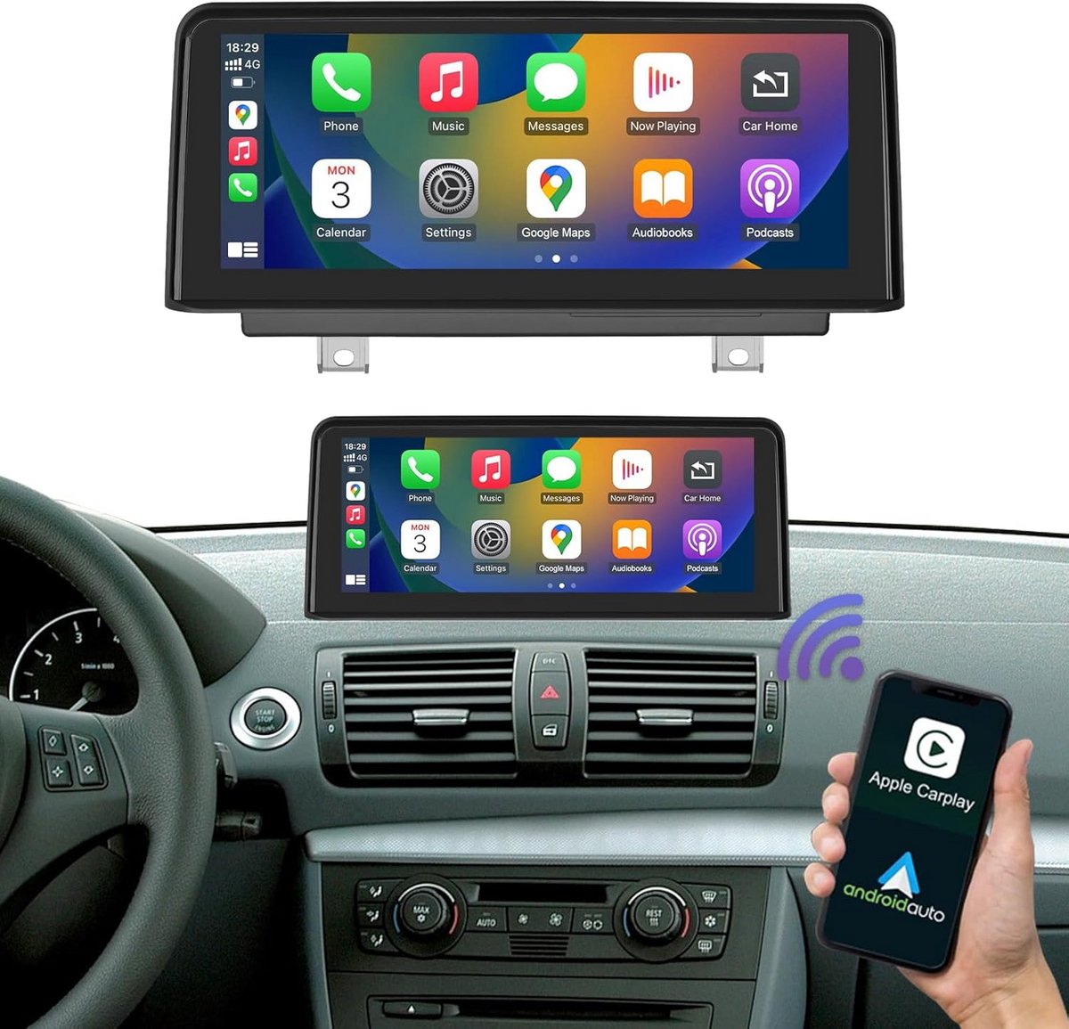 Auto Radio Scherm - Multimedia Ontvanger - Navigatie Auto - Draadloze Carplay Android Auto - 10.25 Inch