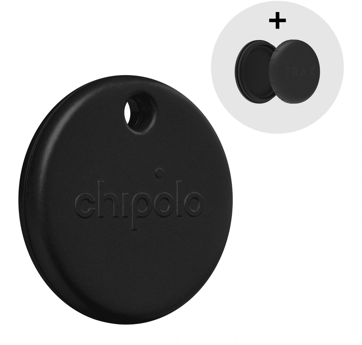 Chipolo POP Bluetooth Tracker - Zwart + Sticker Mount IP67 – Werkt met Apple Find My & Android Find My Device – 120 dB – Sleutelvinder & Fiets Tracker