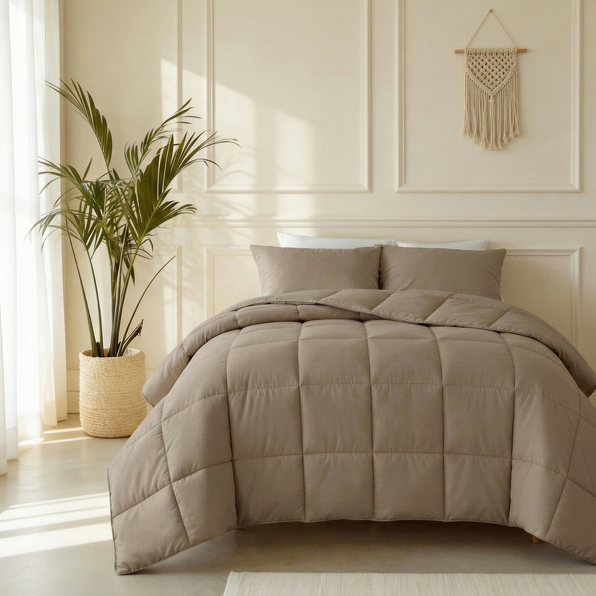 Sleeptime 2 in 1 Dekbed zonder Overtrek - Wasbaar Dekbed - Percale - Taupe - 240 x 220