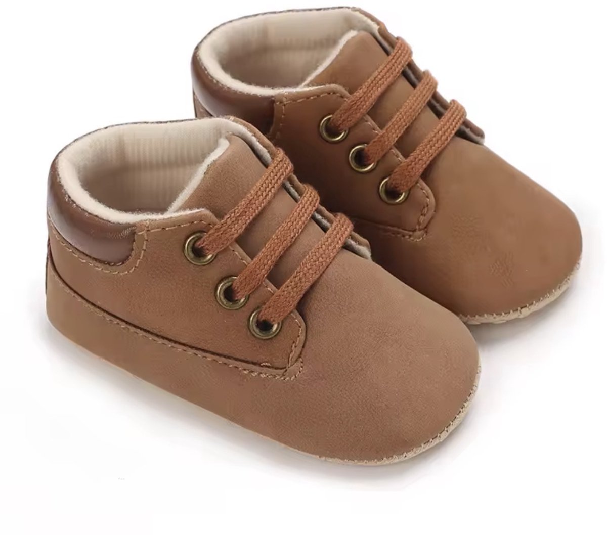 Baby schoentjes – Babyschoenen - Veter - Maat 18-19 - 12cm - Bruin