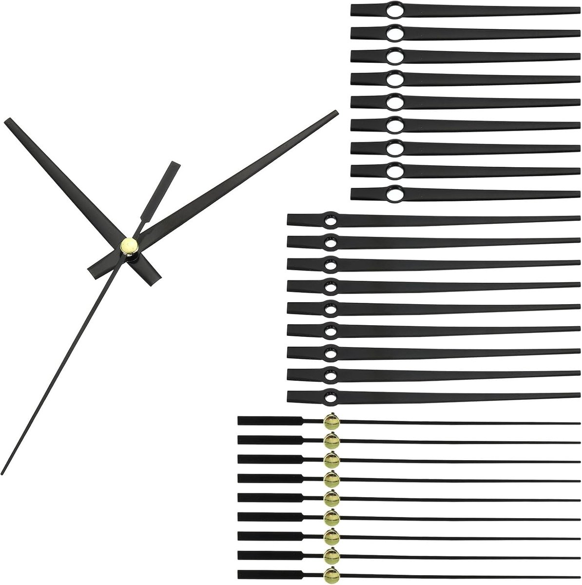 Klok Onderdelen Set - Wijzer Set - Klok Reparatie - Aluminium Materiaal - 10 Stuks - Zwart