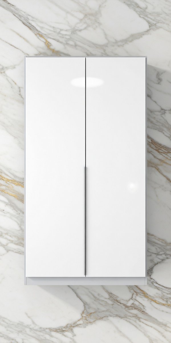 Moderna Luxe Draaideur Kledingkast 210 cm Hoogglans Wit met Zijdegrijs – 3 Deurs Opbergkast met Legplanken en Kledingstang – House&Garden