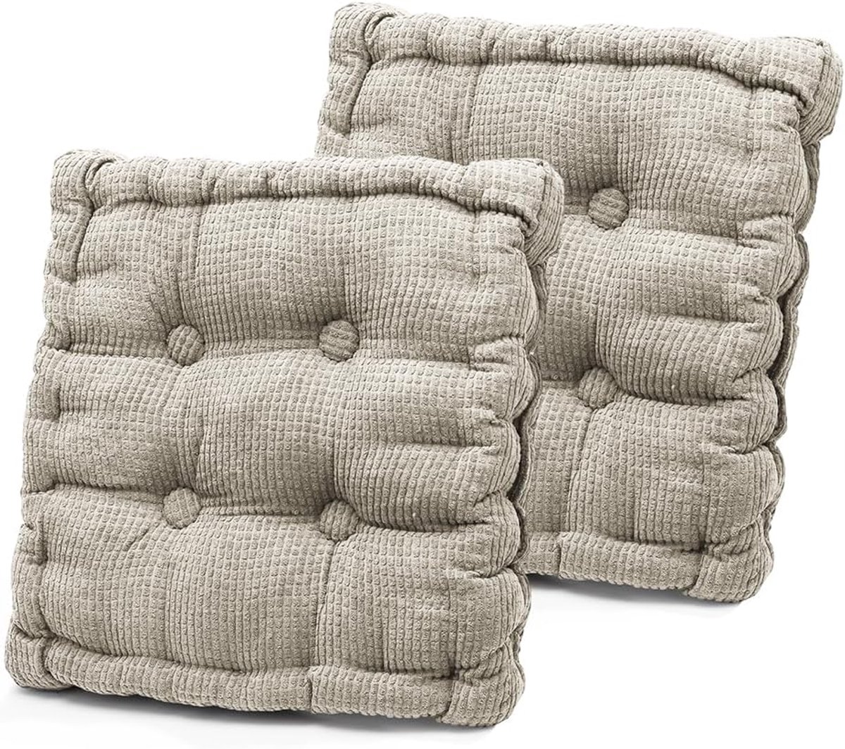 Zitkussen - Stoelkussen - Tuinstoelkussens - Eetkamer Kussen - Stoelkussens Eetkamer - Geschikt voor Binnen en Buitengebruik - Seat Cushion - 40 x 40 x 8 cm - 2 Stuks - Lichtgrijs - van Imperatoris