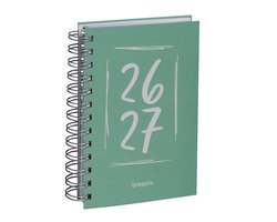 Brepols agenda 2026-2027 - DOODLE DASH - Schoolagenda - 1 dag per pagina - Wire-O - Dagoverzicht - Groen - 11.5 x 16.9 cm