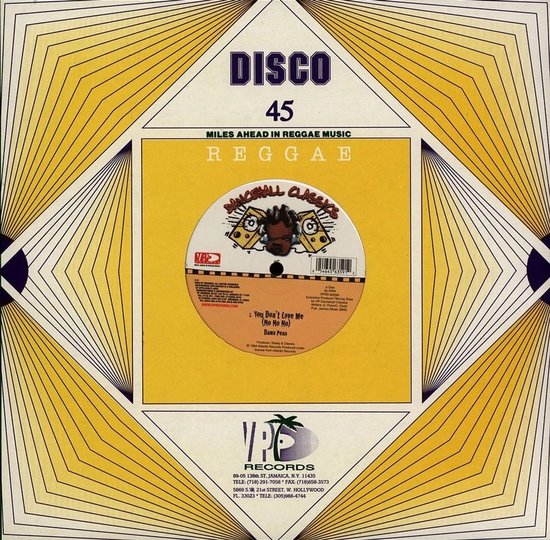 Disco 45 Reggae plaat 'You Don't Love Me' van Dawn Penn op VP Records, met gele en paarse grafische patronen.