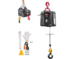 VEVOR Elektrische Lier, 2-In-1 Takel, 500 Kg, 1500 W Trekkracht, 7,6 M Hefhoogte, 5 M/Min Hefsnelheid, Met Handmatige en Bedrade Afstandsbediening voor Fabriek, Magazijn en Garage