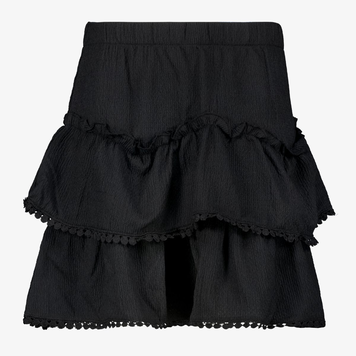 MyWay meisjes rok met ruches en franjes zwart - Maat 122/128