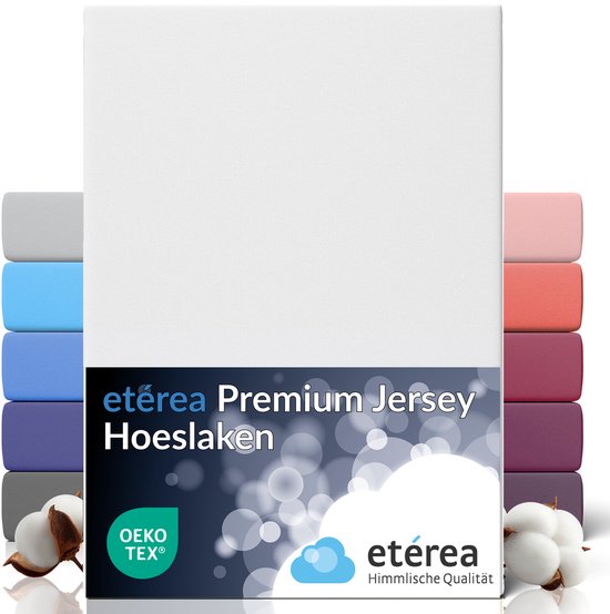 Drap housse etérea Premium Jersey 180x200 - 200x200 cm - Oekotex - 100% coton - jusqu'à 25 cm - Wit
