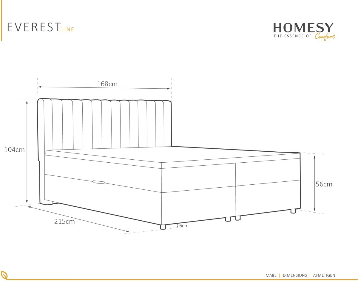 BOXBED Everest 160 x 200 cm tweepersoons met hoogwaardige - afbeelding 3