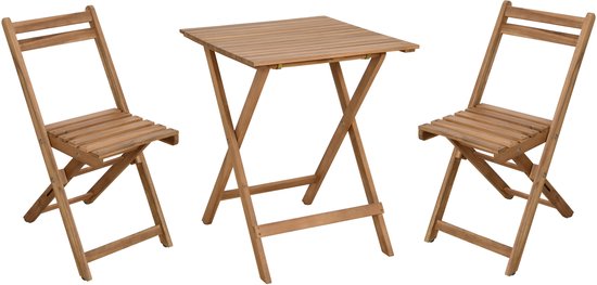 Mano Bistroset 3-delig – FSC 100% Acaciahout – Natuurlijk Geolied – Tuinset met Tafel en 2 Stoelen