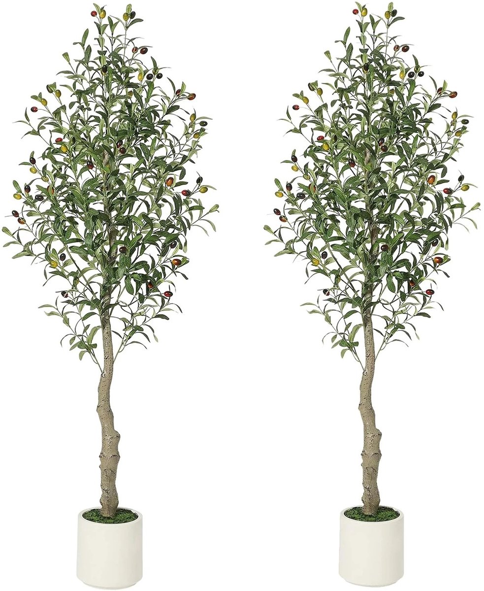 Lifero Kunstplant - Kunst Olijfbomen 2 Stuks - Kunstboom voor Binnen of Buiten - Nep Planten - Olijfboom 150x180cm