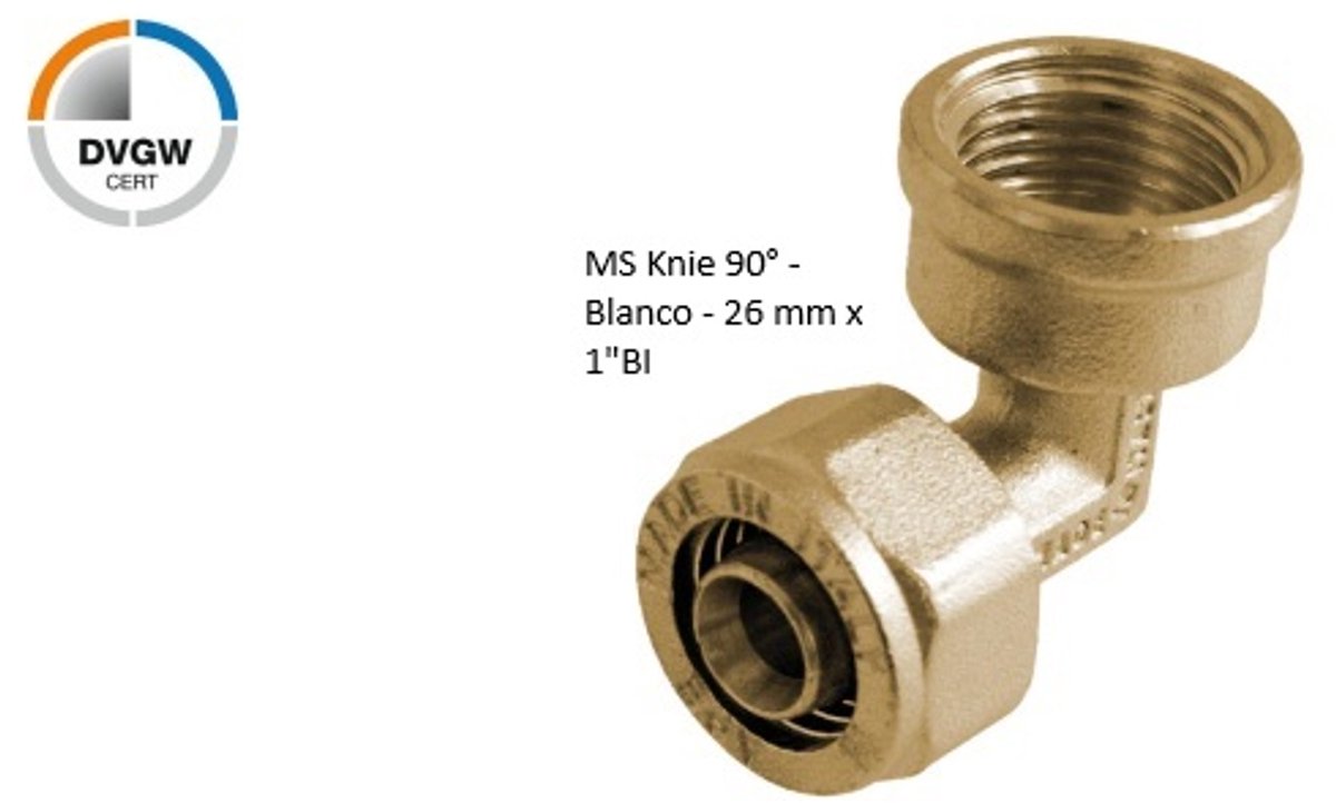 KIRCHHOFF MS Knie 90° - Blanco - 26 mm x 1"BI - Knelfitting Voor Meerlagen Buis