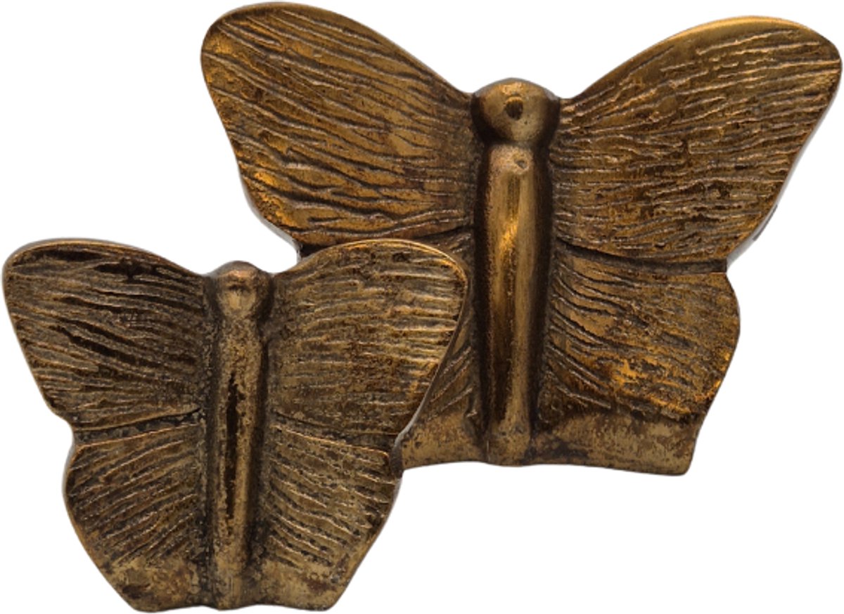 Urnenspecialist® - Vlinder urn - Butterfly Urn - Maat L -14x8x5cm - Antiek Goud - Goud - 75ML
