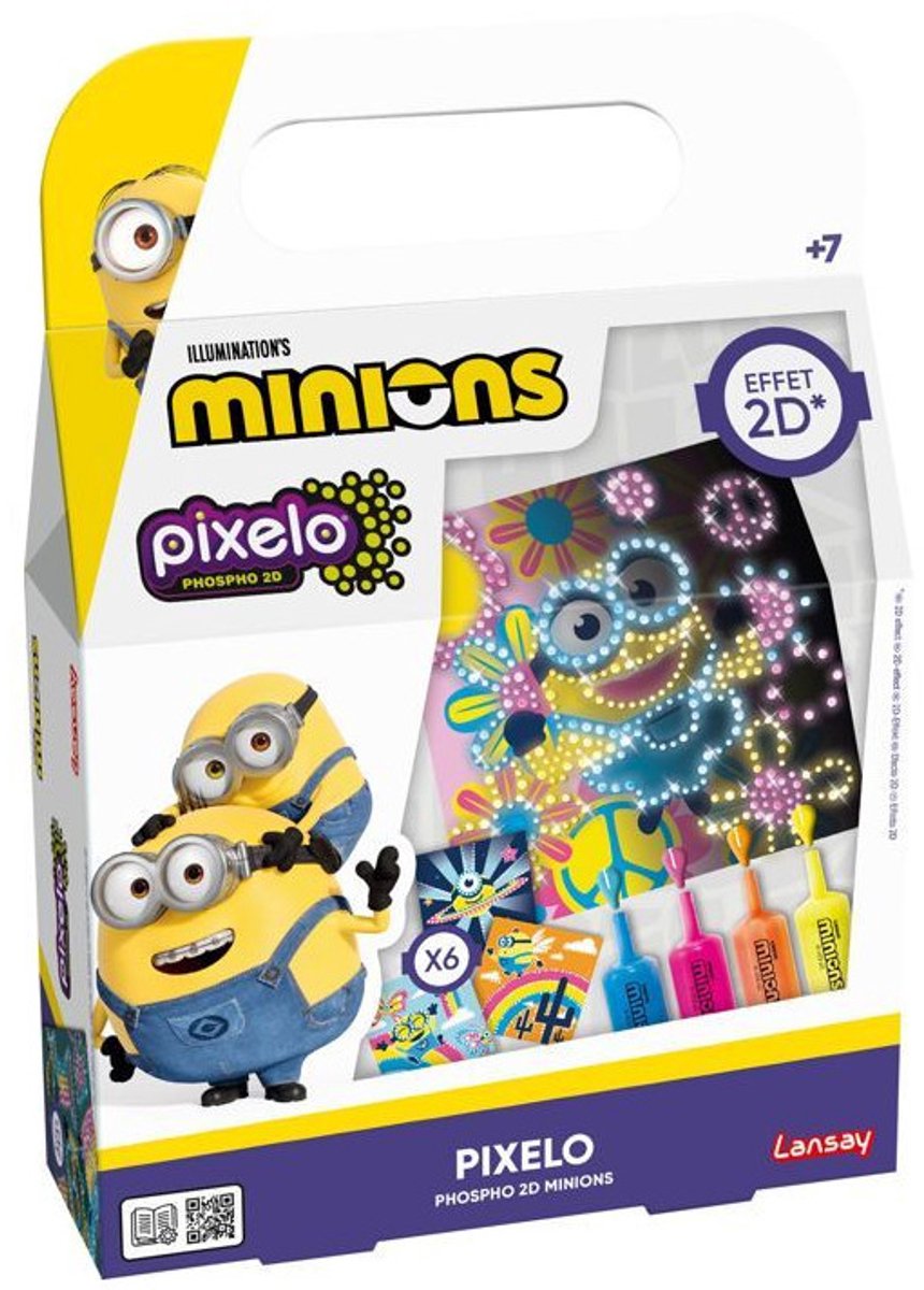 Lansay – Pixelo Phospho 2D – Knutselset – Minions – Gloeiend in het donker