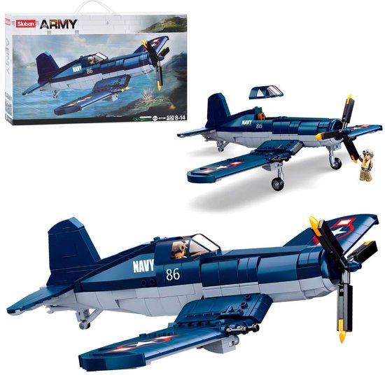 Sluban M38-B1109 – Avion De Chasse WWII F4U Corsair – Maquette à Construire – Compatible Avec Les Grandes Marques De Briques