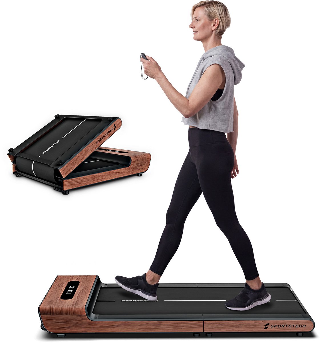 WoodPad Pro_DWD inklapbare loopband hout, tot 8 km/u, 120 kg