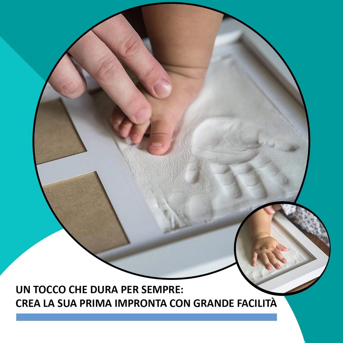 Baby Handen Voetafdruk - Herinneringsset - Herinneringen Vastleggen - Zachte Klei Inclusief - 22.5 x 27.5 cm - Wit