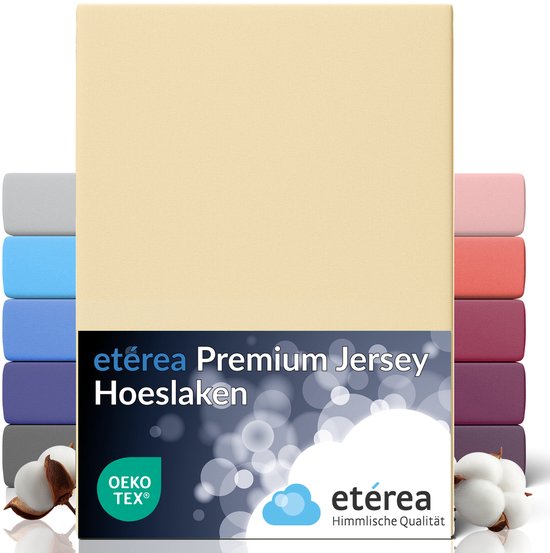 Drap housse etérea Premium Jersey 90x200 - 100x200 cm - Oekotex - 100% coton - jusqu'à 25 cm - Ivoire