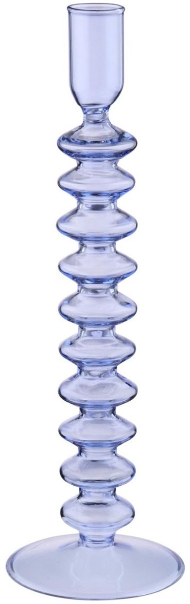 Arti Casa Kandelaar voor Dinerkaars - Glazen Kaarsenhouder - Hoog Design - 26,5 cm - Blauw