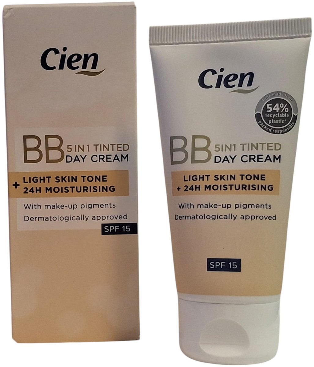 Cien BB Cream 5-in-1 Light SPF15 – Getinte Gezichtscrème – Lichte Dekking – 50 ml