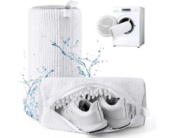 Schoenentas voor Wasmachine - 2 Stuks - Premium Wit - Sneaker Mesh Waszak - Herbruikbare Schoenenwaszak - Verborgen Rits - Vezels Schoenenwaszak voor Sneakers - Wasaccessoires