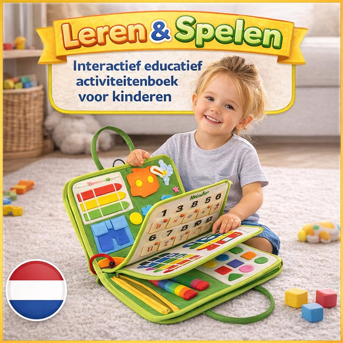 Montessori Activiteiten Boek - Nederlands - Busy Board - Perfect voor op Vakantie - 8-pagina's - Klok lezen - Activiteitenboek - Educatief Speelgoed - Dieren Groen - Leeftijd 2 - 4 Jaar — afbeelding 11
