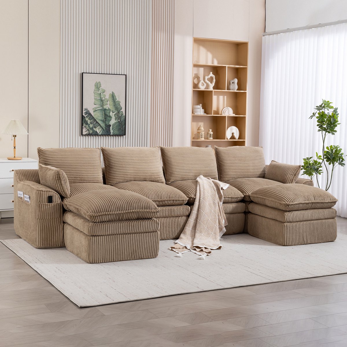 Wishdor - Modulaire Bank - Zijvakken En Kussens - Met Verenkern - Voor Woonkamer Of Kantoo