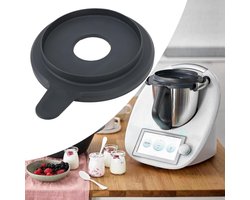GELLDG Couvercle met afdichtingsring geschikt voor Thermomix TM5/TM6 - Mengkomdeksel met rubberen pakking - Gemakkelijk schoon te maken deksel - Geschikt voor Vorwerk Thermomix - 20 cm - Siliconen - Zwart