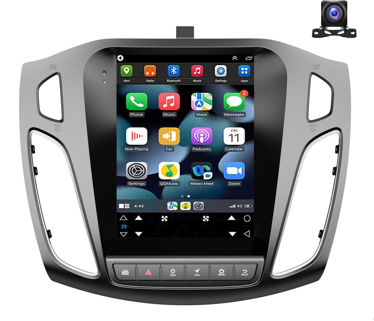 ESSGOO Android 15 Autoradio geschikt voor Ford Focus MK3 2012-2018 - 9,7 Inch touchscreen Radio - Draadloos Apple CarPlay & Android Auto - 4GB + 64GB - Navigatiesysteem - Bluetooth & Wifi - Achteruitrijcamera