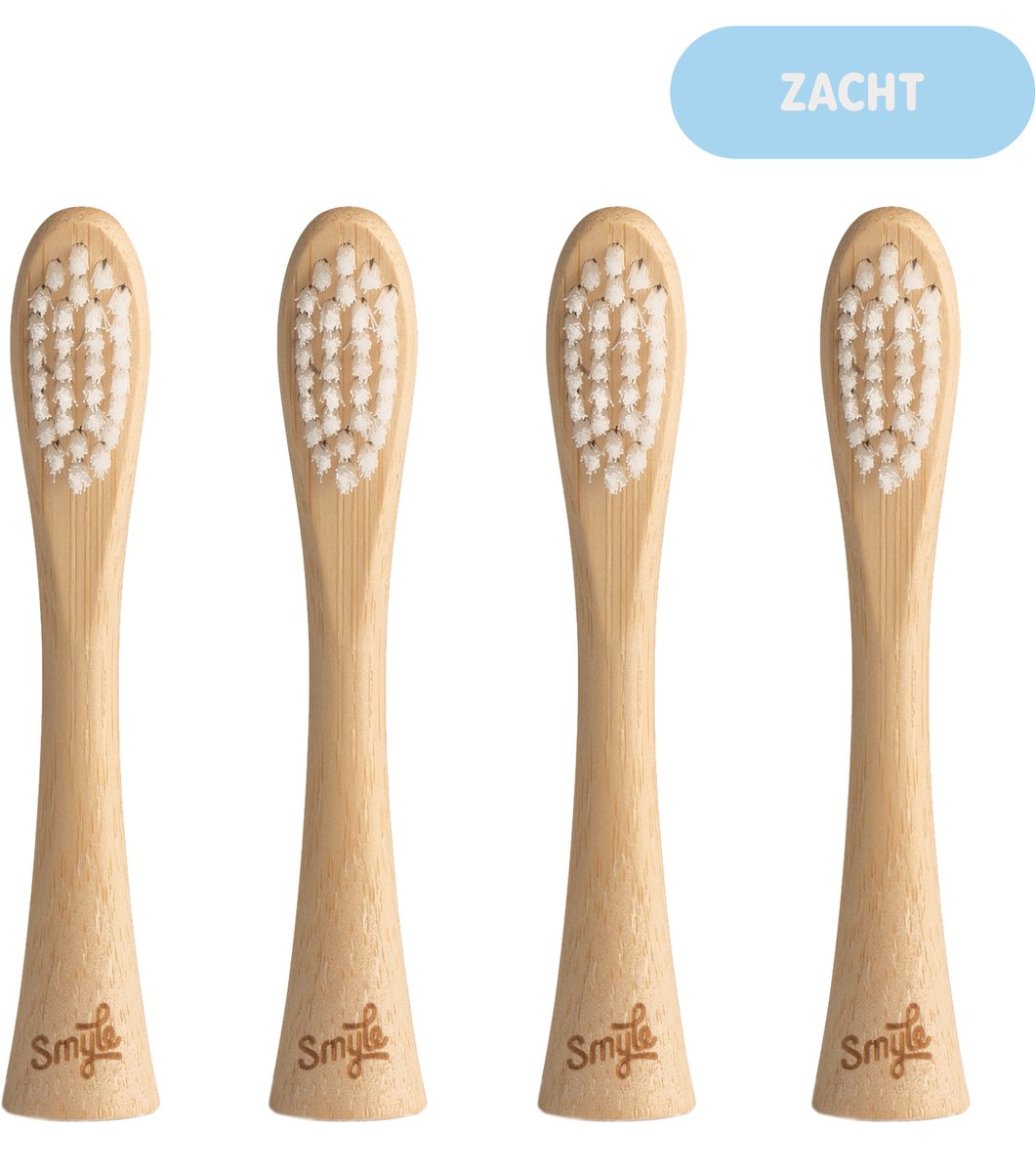 Smyle Opzetborstels voor Smyle E-Brush - Duurzame Keuze, 88% Minder Plastic - Zachte Haren - Bamboe - 4 Stuks