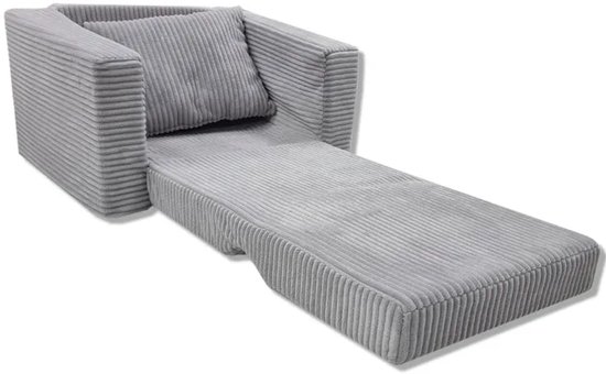 Kinderstoel Zitbank Opvouwbaar Zachte Puf voor Kinderen, Multifuntionele Relaxstoel en Matras, grijs — afbeelding 3