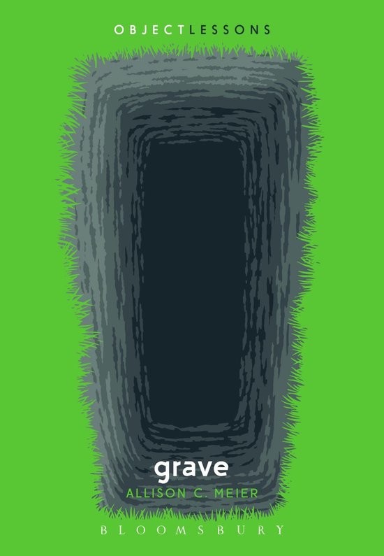 Boekomslag met de titel 'Grave' in witte letters, afgebeeld tegen een groene achtergrond met een donker gat.
