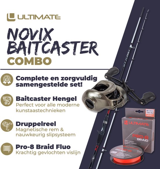 Ultimate Novix Cast Combo 2.20m (20-60g) - Baitcaster Hengel van Merkloos — afbeelding 2