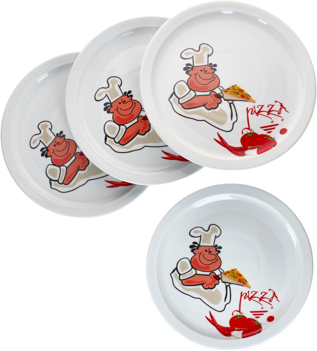 Set van 4 ALBERTO pizzaborden 30,5cm met comic pizzamaker - 162701