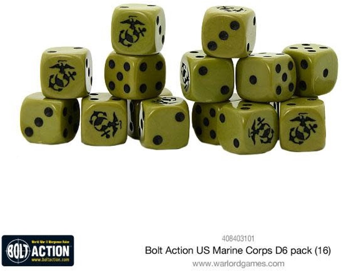 US marine corps d6 dice pack (Bolt action nieuw)